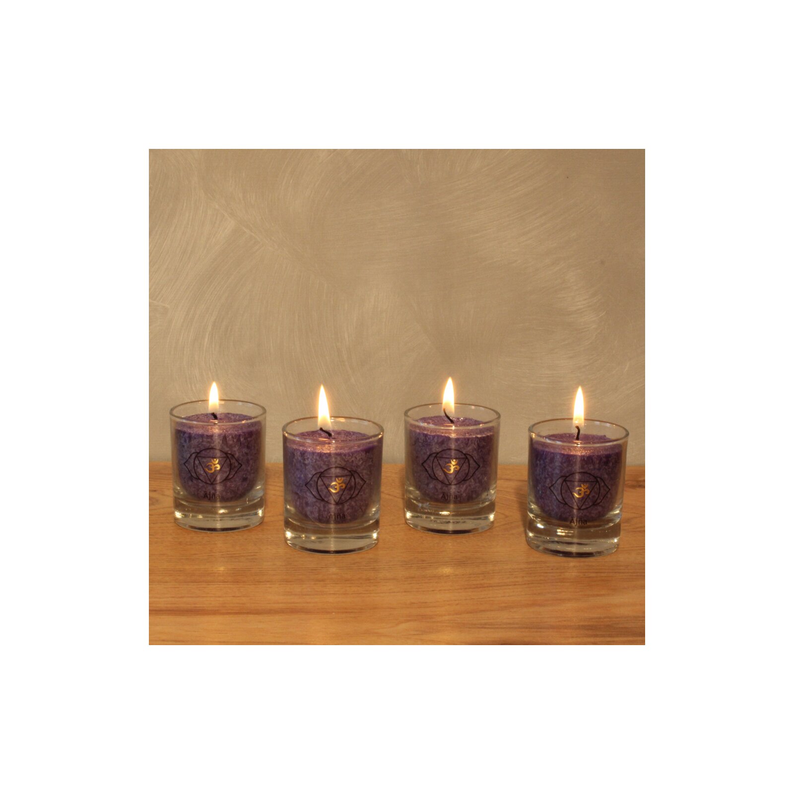 CHAKRAKerze, ca. 6 cm, 4er Set, BLAU (INDIGO)