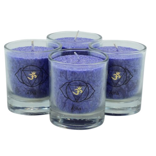 CHAKRA Candle, ca. 6 cm, set of 4, BLUE (INDIGO)