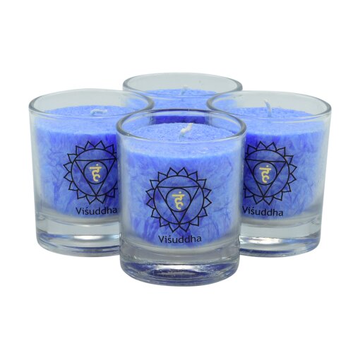 CHAKRA Candle, ca. 6 cm, set of 4, LIGHT BLUE