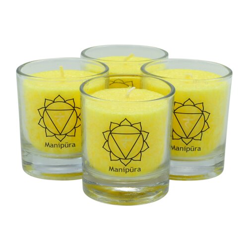 CHAKRA Candle, ca. 6 cm, set of 4, YELLOW