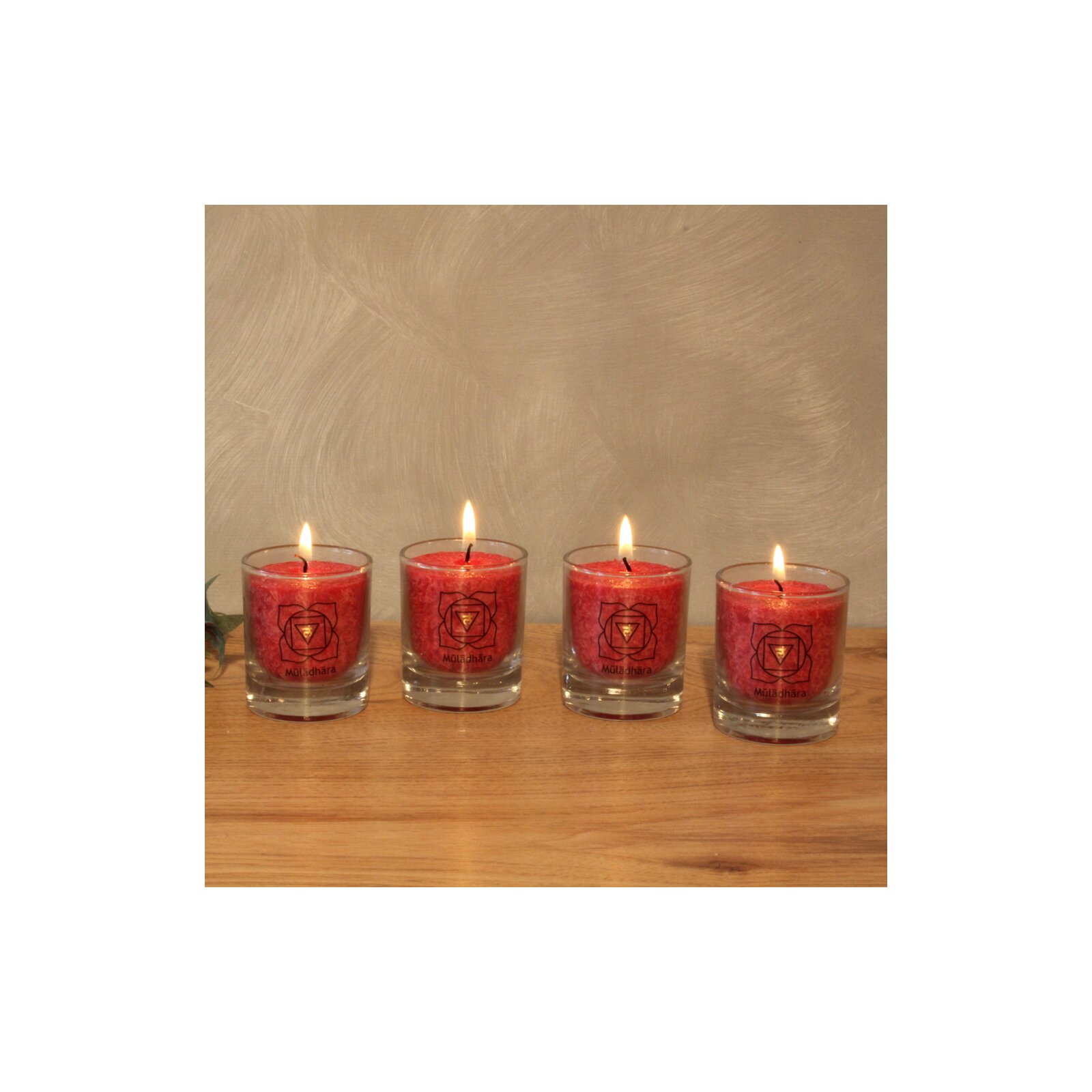 CHAKRA Candle, ca. 6 cm, set of 4, RED