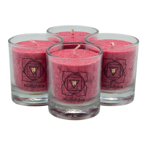 CHAKRA Candle, ca. 6 cm, set of 4, RED