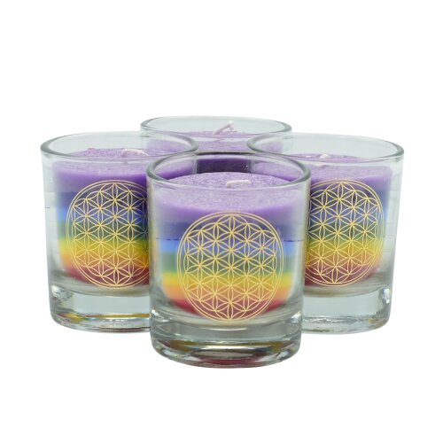 CHAKRA Candle, ca. 6 cm, set of 4, MULTICOLOR