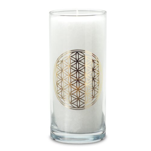 UNIQUE Magic Palmwax Jar WHITE, Flower of Life, Ø ca. 6 cm, H ca. 14 cm