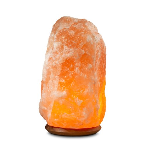 Illuminated Salt Crystal ROCK, ca. 25-30 kg, with wooden base