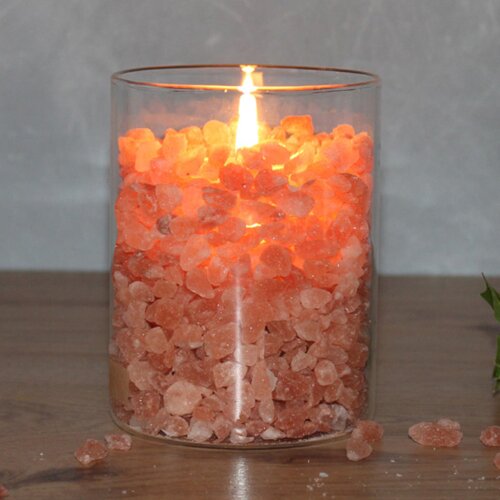 FIRE in GLASS, small, with PALM LIGHT candle