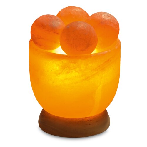 Illuminated Salt Crystal bowl with 4 massage balls