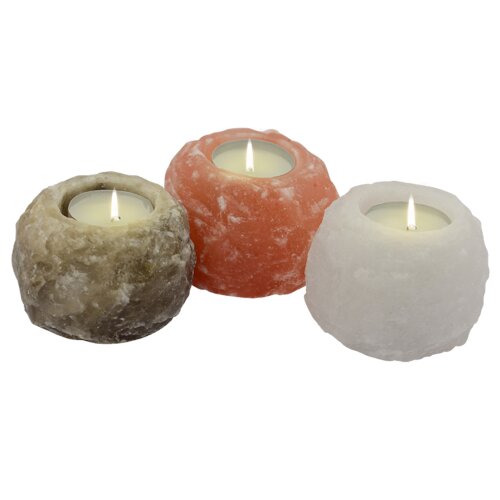 Salt Crystal Tealight Candleholder  Set ROCK-TRIO