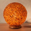 Illuminated Amber Lamp, with wooden base