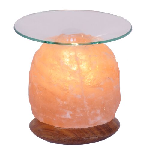 Salt Crystal Aroma Lamp NATURE, with wooden base, Height ca. 13 cm