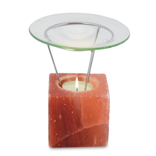 Salt Crystal Aroma Lamp PETITE CUBE, ca. 1000 g, Height ca. 14 cm