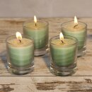 Palmwax Candle, Feng Shui NUANCE Green, 4 pieces per set, Ø ca. 5.4 cm, Height ca. 6.5 cm