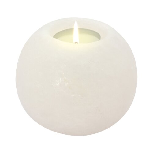 Salt Crystal Tealight Candleholder ROUND White Line