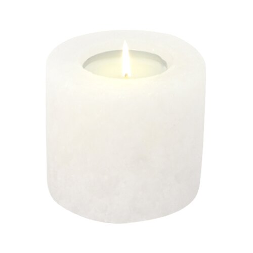 Salt Crystal Tealight Candleholder CYLINDER White Line