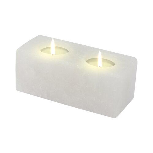 Salt Crystal Tealight Candleholder TWIN-CUBE White Line