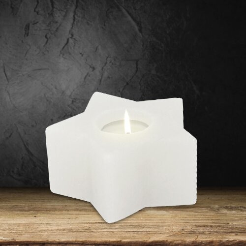 Salt Crystal Tealight Candleholder STAR White Line