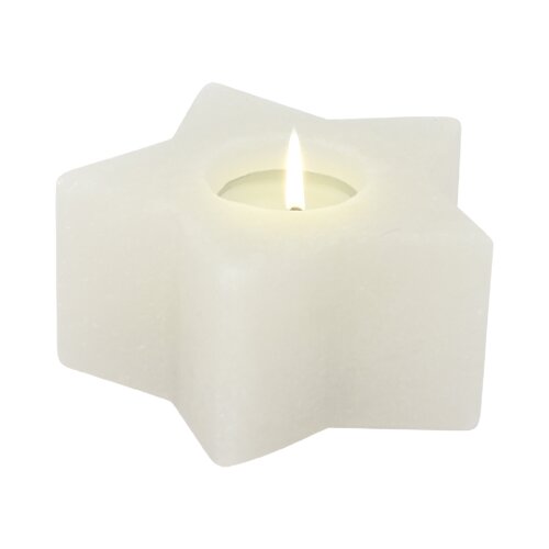 Salt Crystal Tealight Candleholder STAR White Line