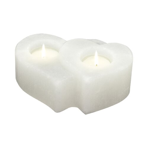 Salt Crystal Tealight Candleholder TWIN-HEART White Line