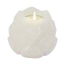 Salt Crystal Tealight Candleholder LOTUS FLOWER White Line