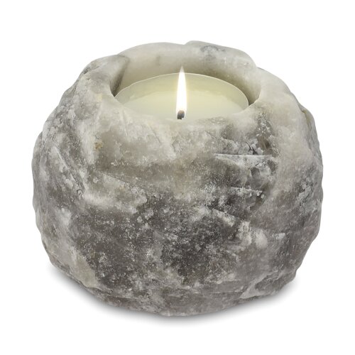 Salt Crystal Tealight Candleholder ROCK Grey Line