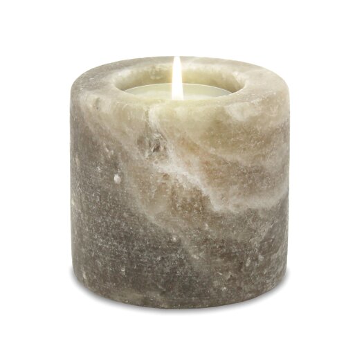 Salt Crystal Tealight Candleholder ZYLINDER Grey Line