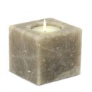 Salt Crystal Tealight Candleholder CUBE Grey Line