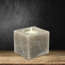 Salt Crystal Tealight Candleholder CUBE Grey Line