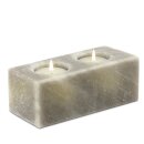 Salt Crystal Tealight Candleholder TWIN CUBE Grey Line