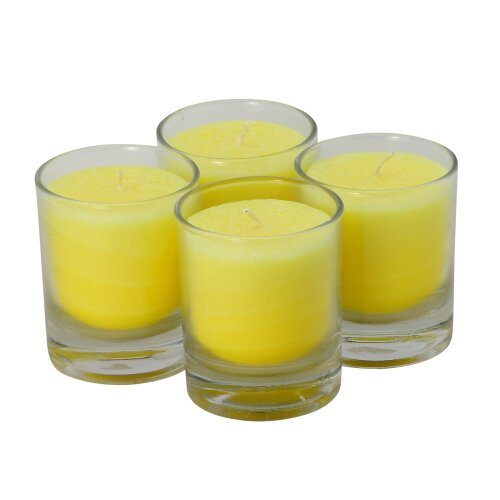 Palmwax Candle, Feng Shui NUANCE Yellow, 4 pieces per set, Ø ca. 5.4 cm, Height ca. 6.5 cm