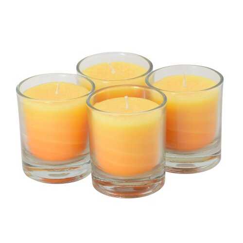 Palmwax Candle, Feng Shui NUANCE Orange, 4 pieces per set, Ø ca. 5.4 cm, Height ca. 6.5 cm