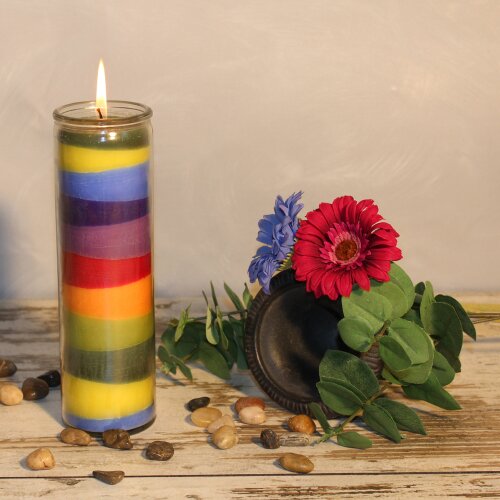 PALM LIGHT, Stripes +  Fun Candle, 20 cm