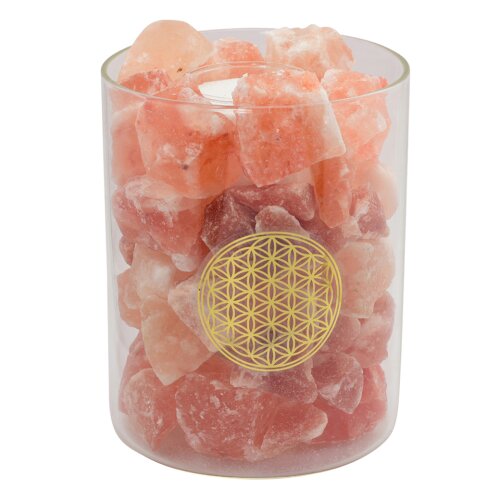 FIRE in GLASS Flower of Life, with PALM LIGHT candle
