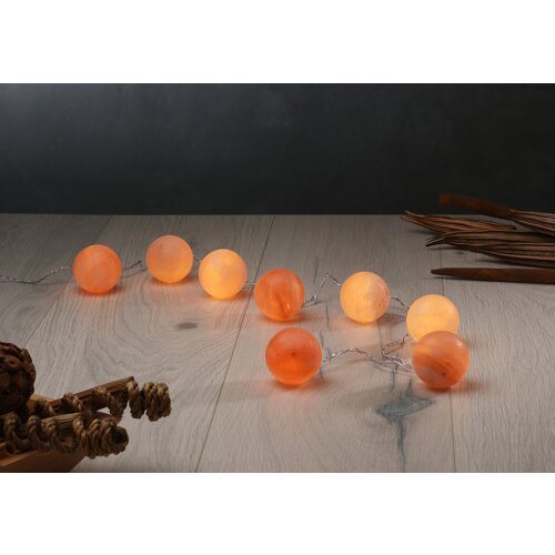 Illuminated Salt Crystal FIRE STONES GLOBES, 8 crystals, incl. chain of lights