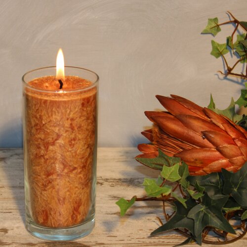 Palmwachs-Kerze, UNIQUE Caramel, Ø ca. 6 cm, Höhe ca. 14 cm