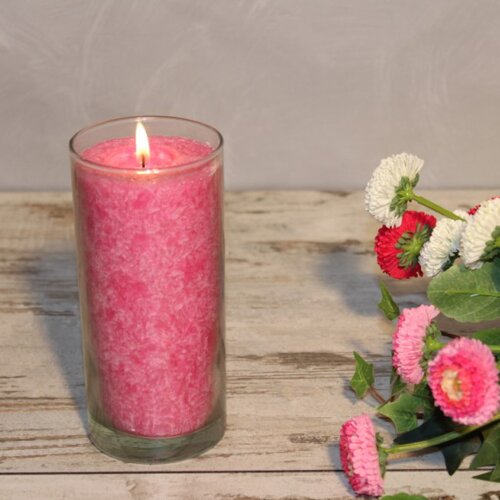 Palmwachs-Kerze, UNIQUE Pink, Ø ca. 6 cm, Höhe ca. 14 cm