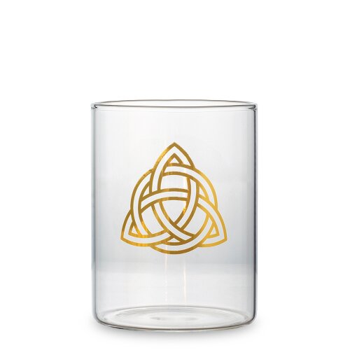 Lantern, with golden label Celtic Knot , Glass small, Ø ca. 8 cm, Height ca. 11 cm