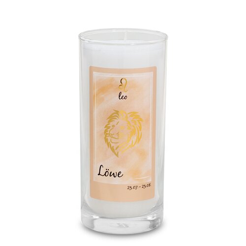 UNIQUE Zodiac Palmwax Jar, Leo, H ca. 14 cm, WHITE