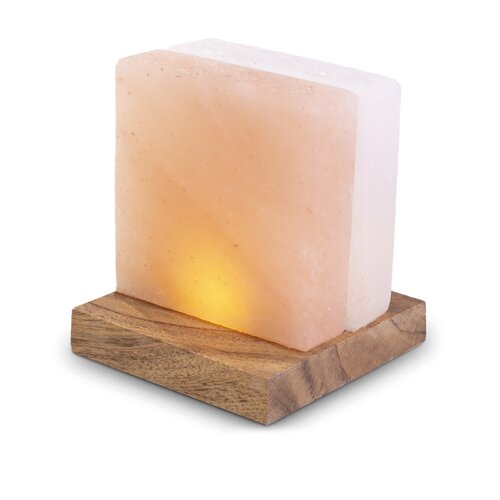 USB SQUARE „Orange/White“, with wooden base, ca. 9 x 9 x 15,5 cm