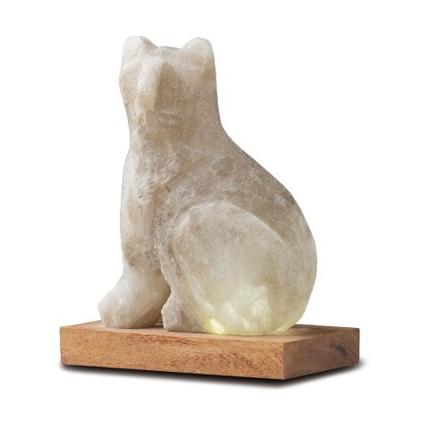 USB CAT, Grey Line, with wooden base, H ca. 13 cm