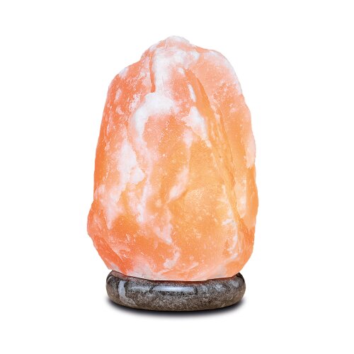Illuminated Salt Crystal ROCK, ca. 2-3 kg, with marble base