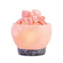 Illuminated Salt Crystal bowl ROUND, with marble base,...
