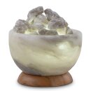 Illuminated Salt Crystal bowl ROUND, Grey Line, ca. 3.0 kg