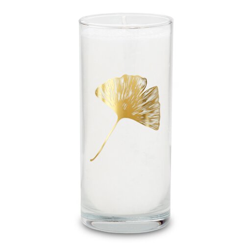 UNIQUE Magic Palmwax Jar WHITE, Gingko, Ø ca. 6 cm, H ca. 14 cm