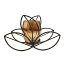 Kerzenhalter "Blatt" 1 Glas und Metall schwarz