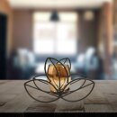 Kerzenhalter "Blatt" 1 Glas und Metall schwarz