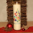 Palmwax Candles, X-MAS TREE White, with label, Ø...