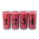 Palmwax Candles, ADVENT-SET 1-4 Red, with label, Ø...