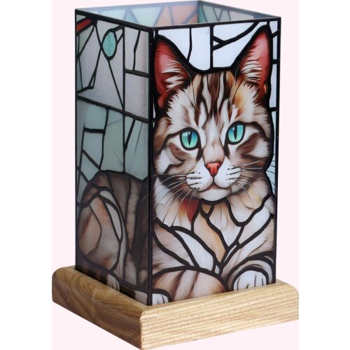 Art Light Katze mit Holzsockel 10x10x16,5 cm