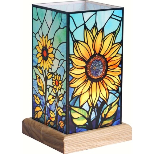 Art Light Sonnenblume mit Holzsockel 10x10x16,5 cm