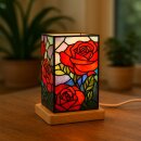 Art Light Rose mit Holzsockel 10x10x16,5 cm